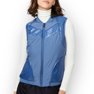 Bernardo Ecoplume Mixed Media Vest Jacket Blue M